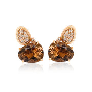 VIANNA 18K Rose Gold Smokey Quartz and Diamond Earrings- SALE